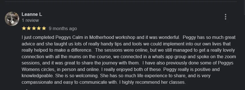 5 star review for Peggy cheyo coaching